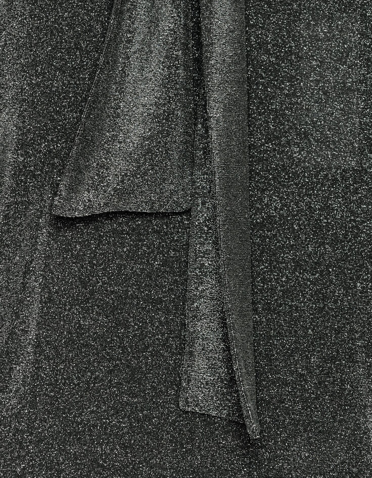 Women’s silver lurex knit T-shirt with neck tie-6