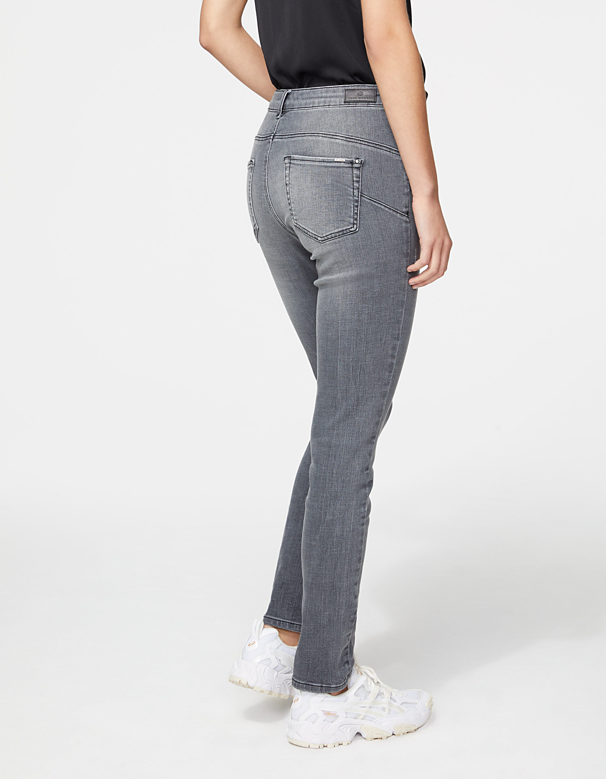 Women s grey braid pockets 7 8 sculpt up slim jeans