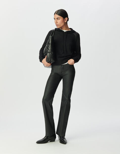 Pull à capuche noir tricot fin lurex Femme - IKKS