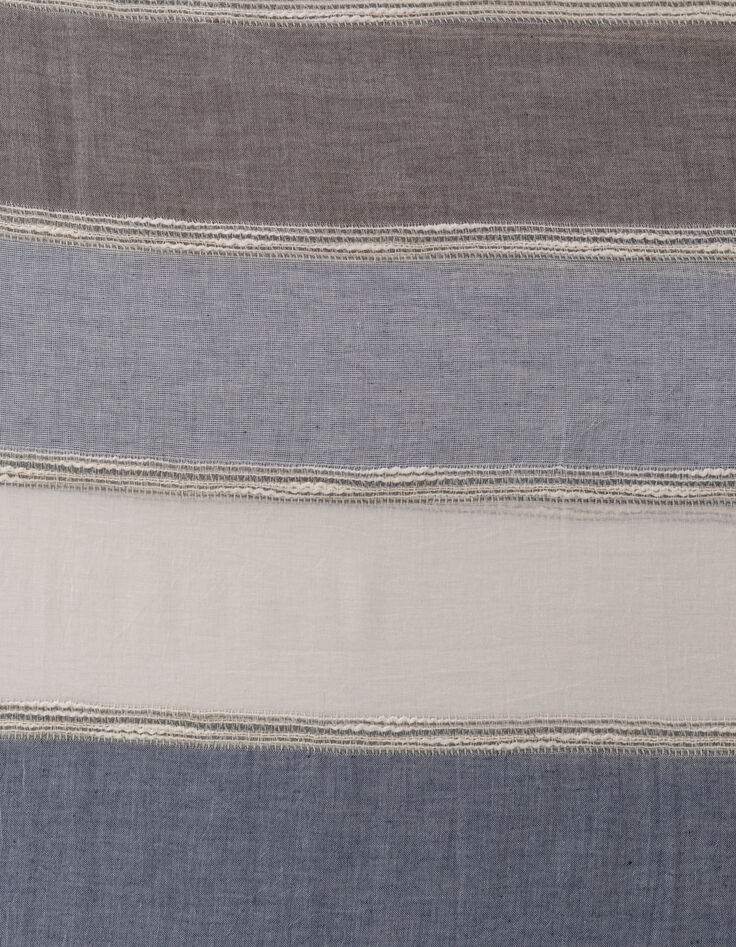 Foulard bleu gris motif rayures détails broderies Homme-3