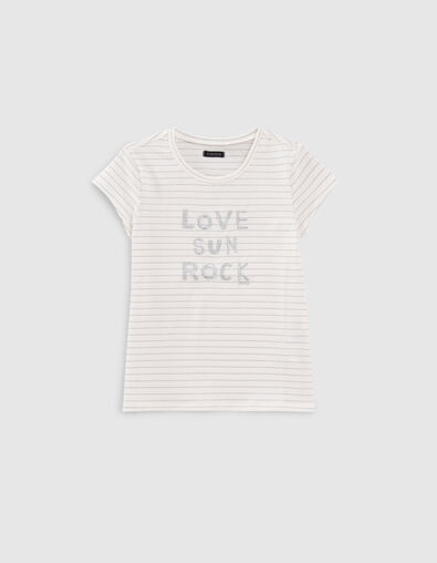 Girls’ ecru striped T-shirt - IKKS