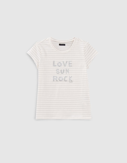 Cremeweißes Mädchen-T-Shirt mit Streifen - IKKS