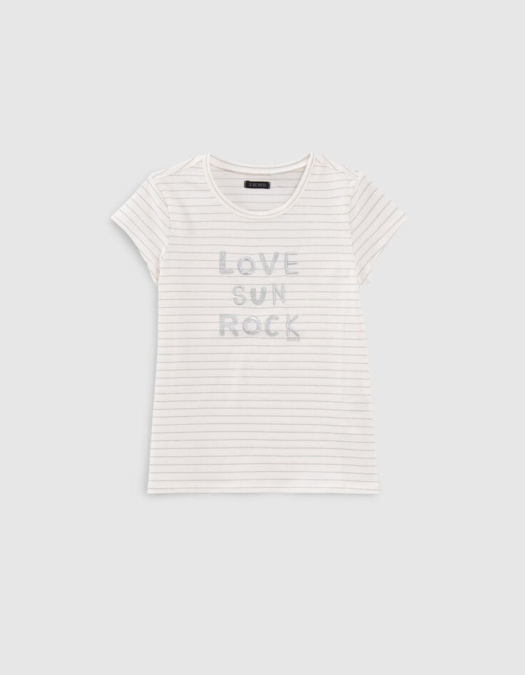 Girls’ ecru striped T-shirt-1