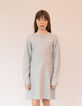 Graues Strickpulloverkleid für Mädchen-1