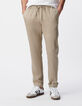 Jogpant de costume beige fonc&eacute; lin m&eacute;lang&eacute; Homme-2