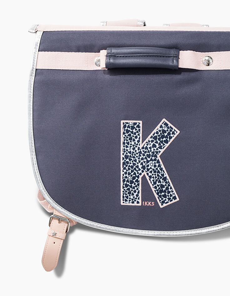 Cartable 38 cm rose poudré et navy K fille-2