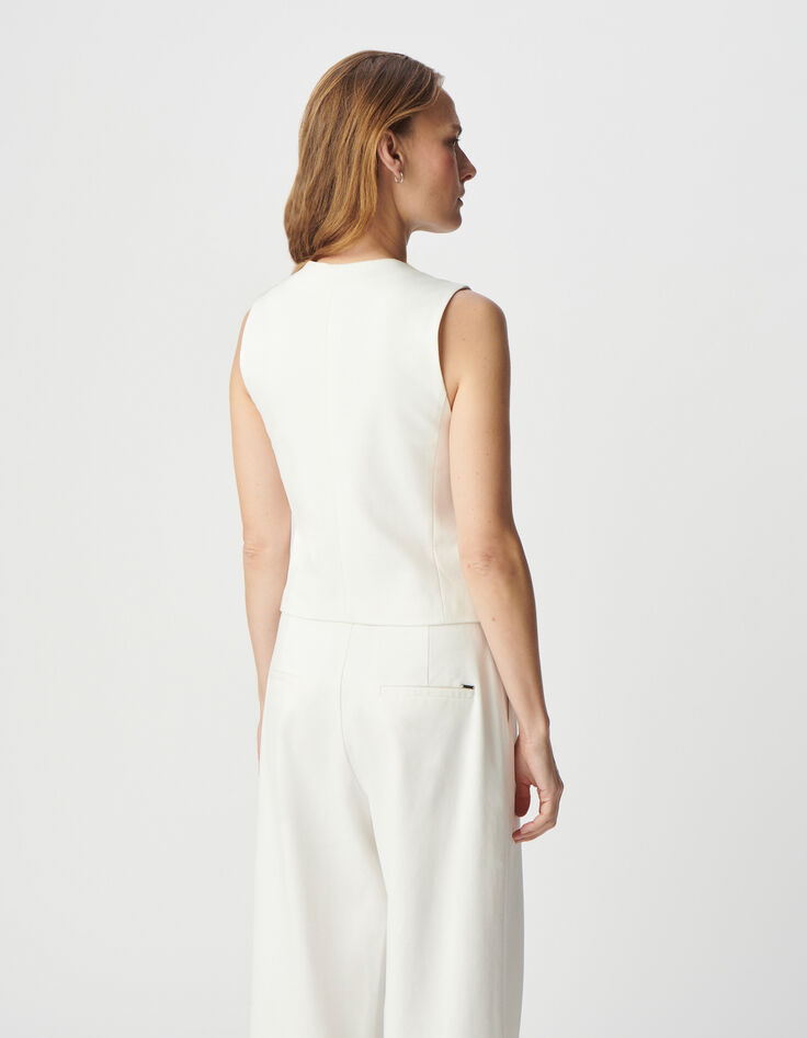Gilet sans manches blanc maille Milano Femme-3