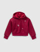 Sweat bordeaux brodé à capuche fille-1
