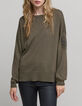 Women’s khaki boat neck sweater with stitch/chain chevron-2