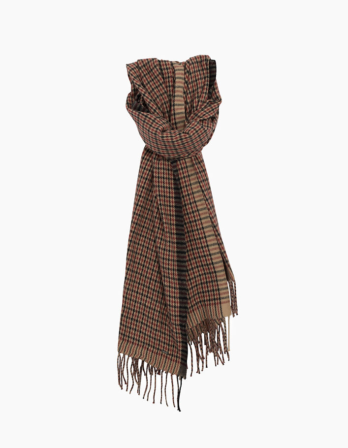 Men’s brown and beige check scarf-1
