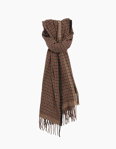 Men’s brown and beige check scarf - IKKS