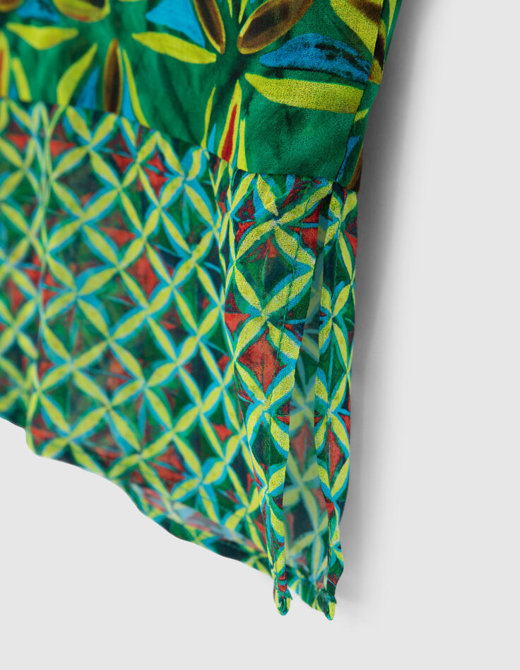 Muntgroen overhemd gerecycleerd paradise print Dames-4