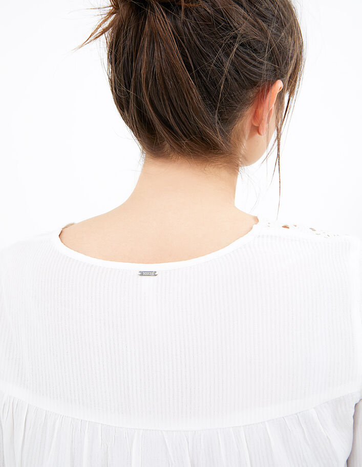I.Code off-white eyelet embroidery blouse - I.CODE