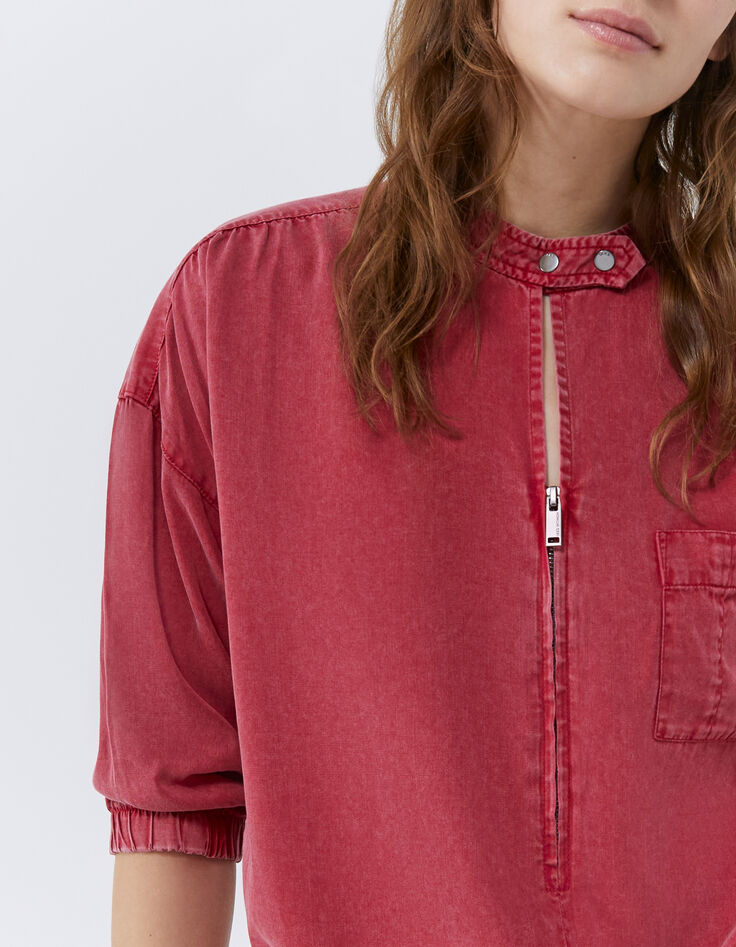 Robe courte rouge délavé Lenzing™ Lycocell™ Femme-4