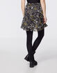 Korte rok met volants in voile metallic bloemenprint -3