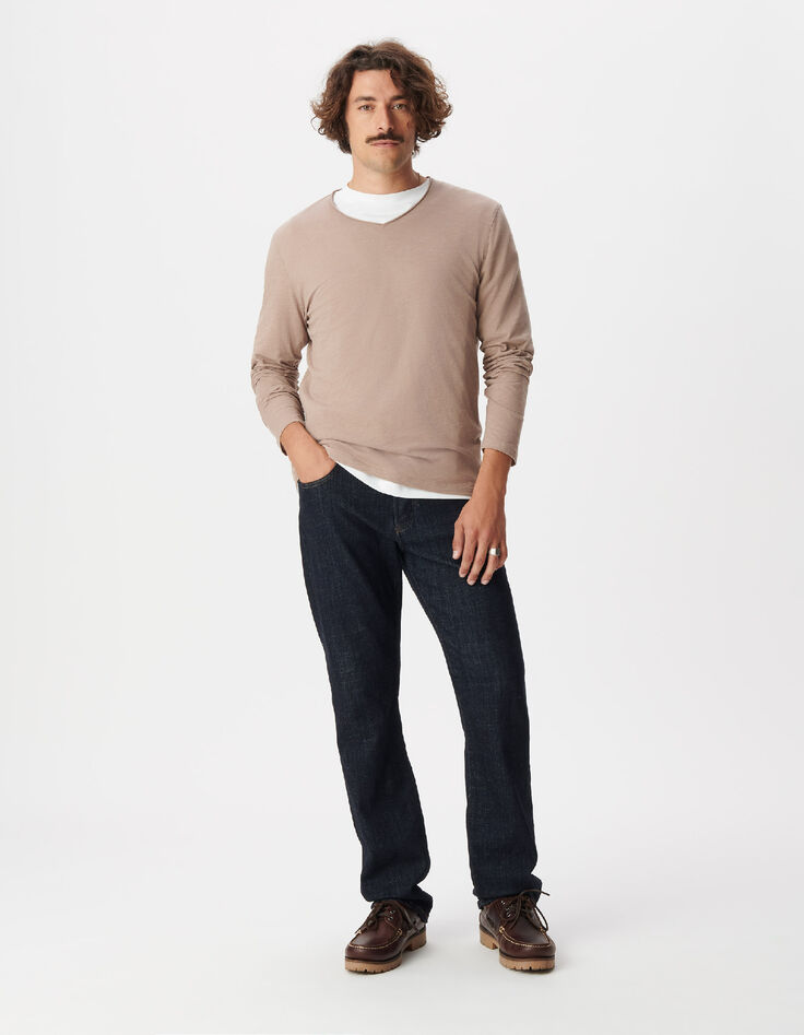 T-shirt beige manches longues Homme-1