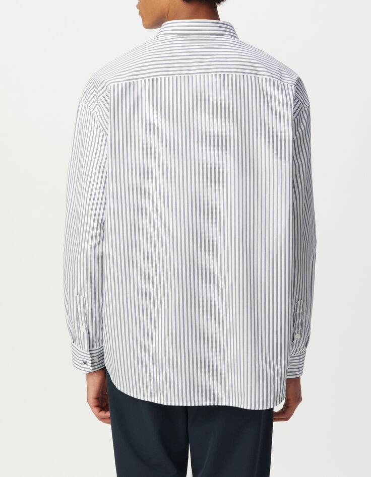 Chemise REGULAR bleu ray&eacute;e 100% coton Homme-4