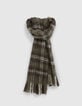 Echarpe kaki motif carreaux Femme-1 Echarpe kaki motif carreaux Femme-1
