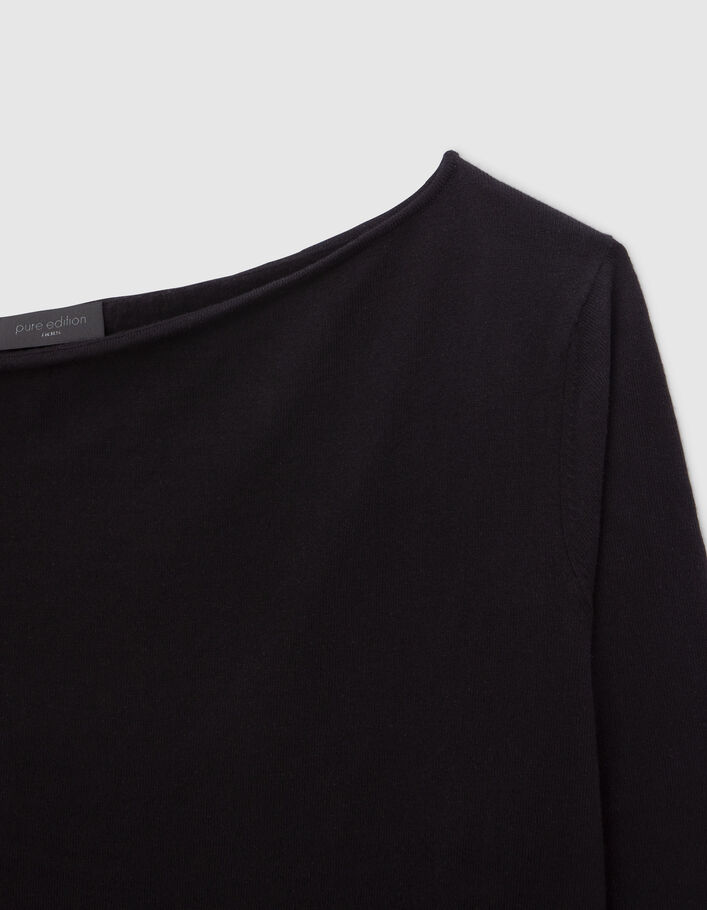 Pure Edition-Zwarte fijngebreide asymmetrische trui Dames - IKKS