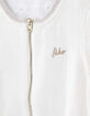 Cardigan blanc cassé bi matière brodé dos fille-3