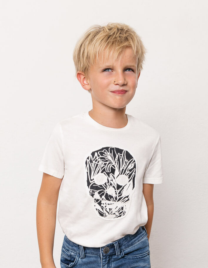 Boys' off-white skull image organic T-shirt