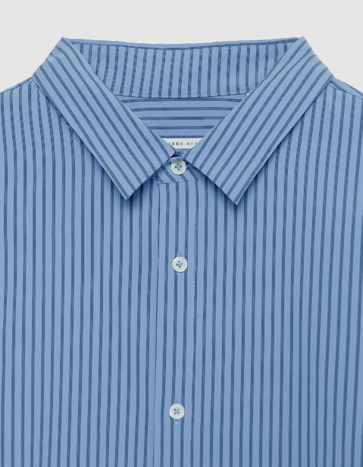 Men's EASY CARE slim blue striped shirt-6