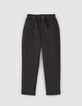 Pantalon gris chin&eacute; maille motif carreaux gar&ccedil;on-1