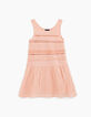 Robe rose poudré dentelle et broderies fille-1