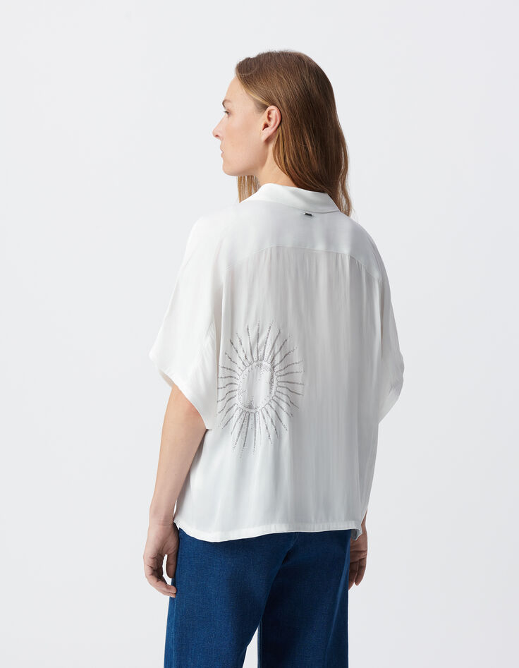 Chemise blanche froissée dessins cloutés Femme-3