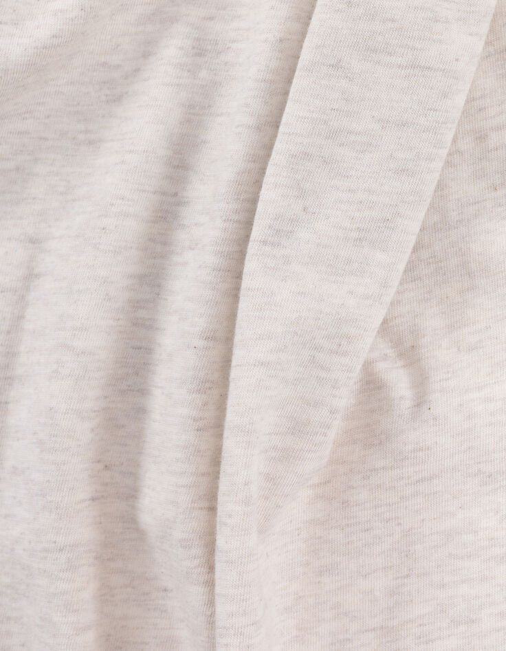 Boys’ beige marl T-shirt with IKKS flocked rubber logo-7