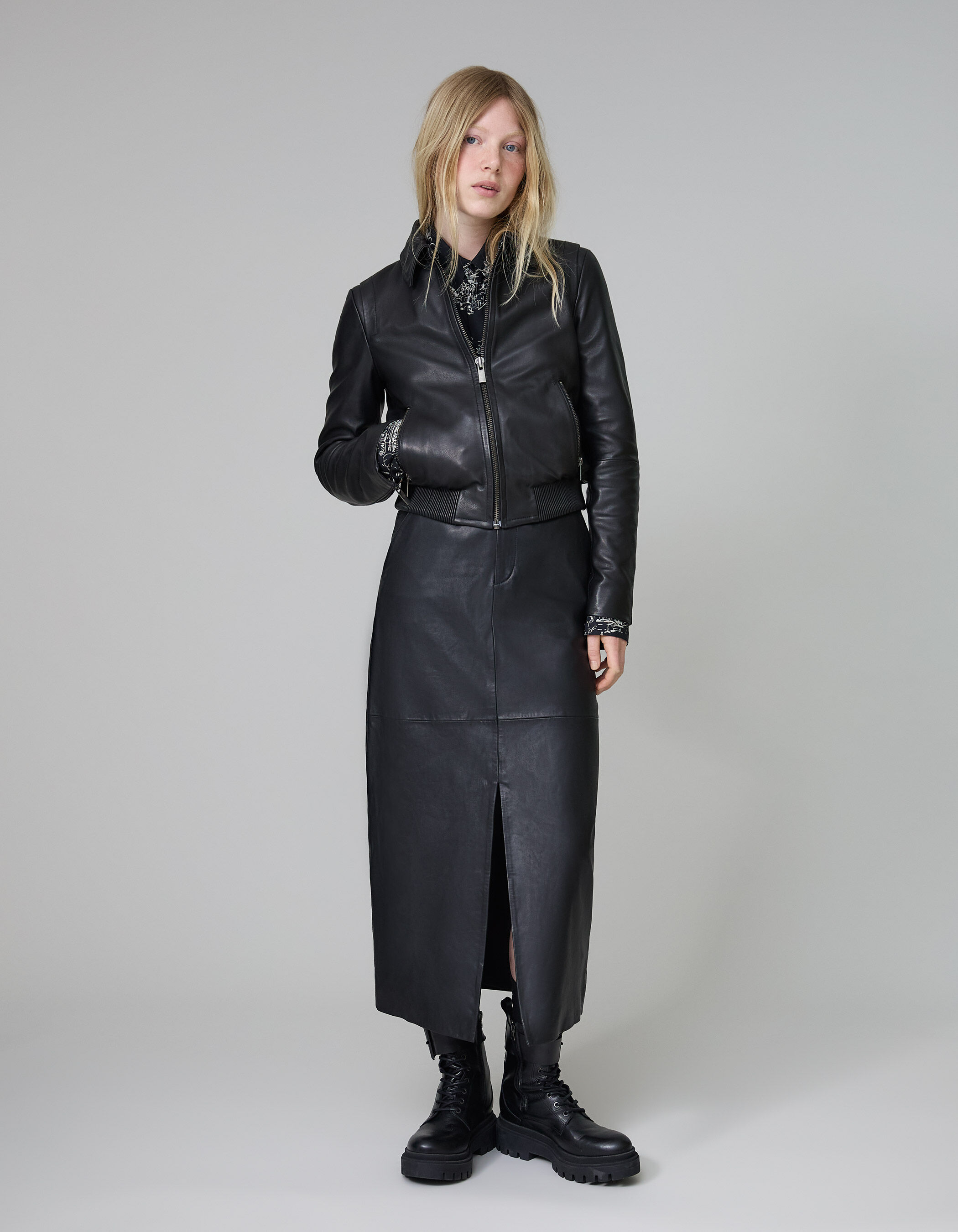 Pure Edition Veste courte noire cuir Femme IKKS