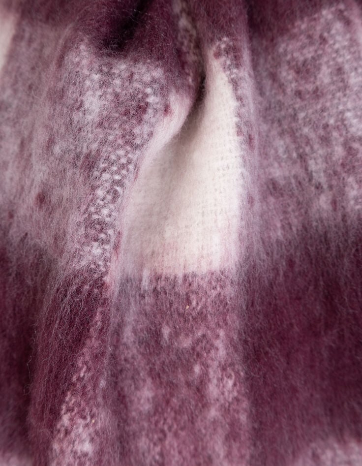 Girls’ burgundy fringed scarf with white XL checks-7
