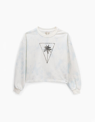 Pastellgr&uuml;nes Crop-M&auml;dchensweatshirt mit Tie-Dye-Print - IKKS