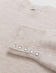 Pull &eacute;cru tricot d&eacute;cor boutons manches Femme-3