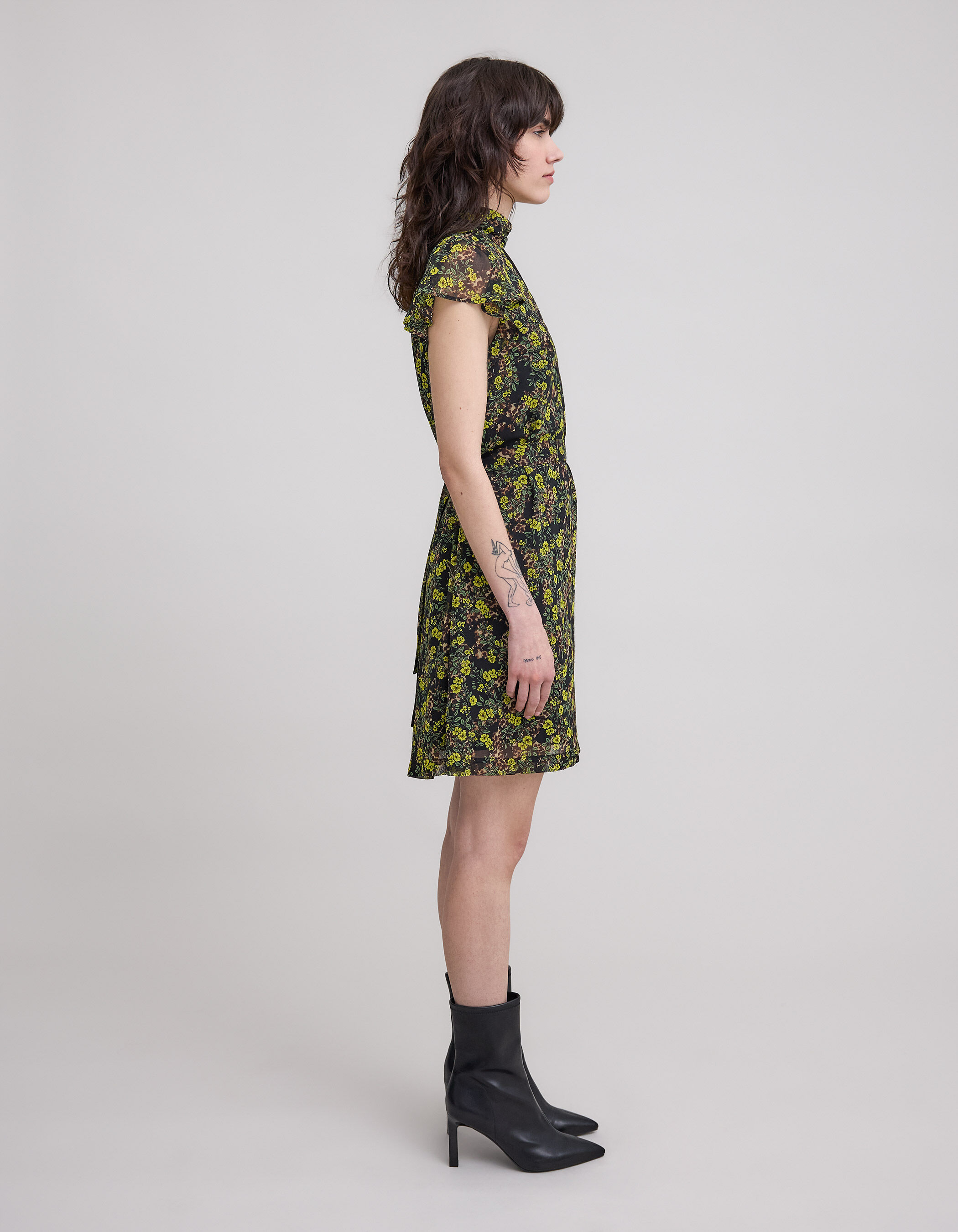 Robe noire recyclee imprime leo floral Femme IKKS