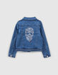 Veste en jean bio stone blue brodée dos fille -4