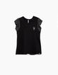 Camiseta negra bi-tejido con estampado estrellas niña-1