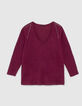 Camiseta violeta lino foil tachuelas joya mujer-7