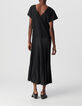 Women's black two-material pleated maxi dress-3