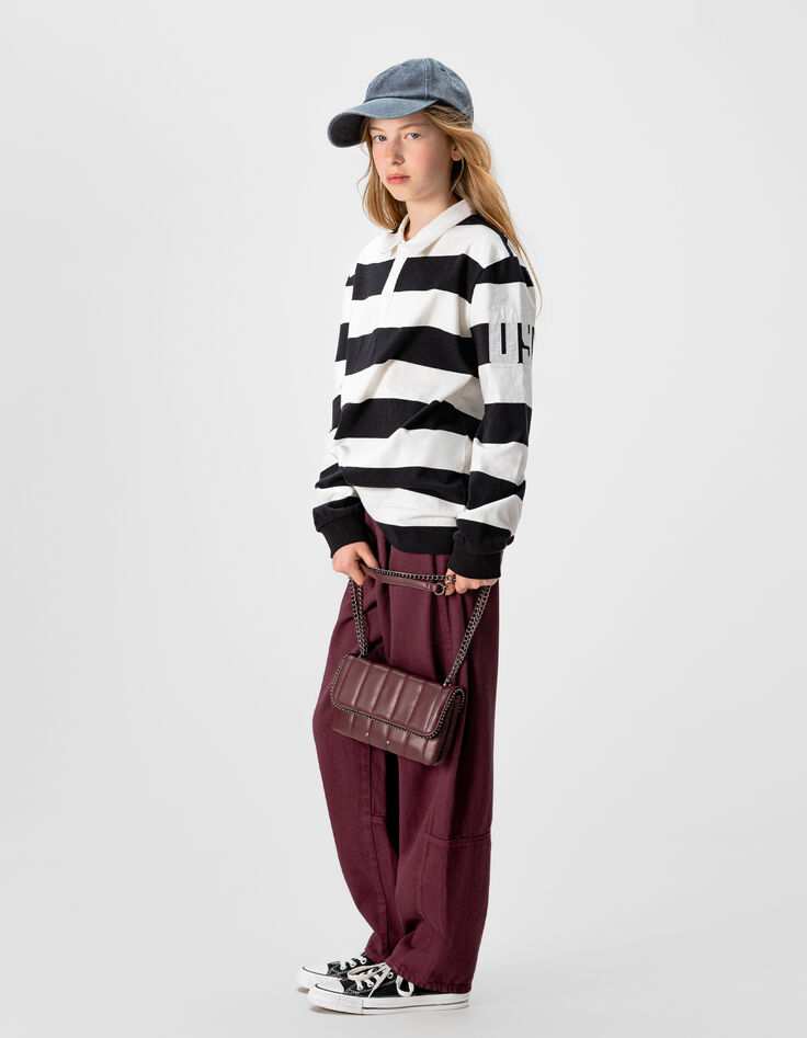 Sac à main bordeaux bordure microbilles fille-2