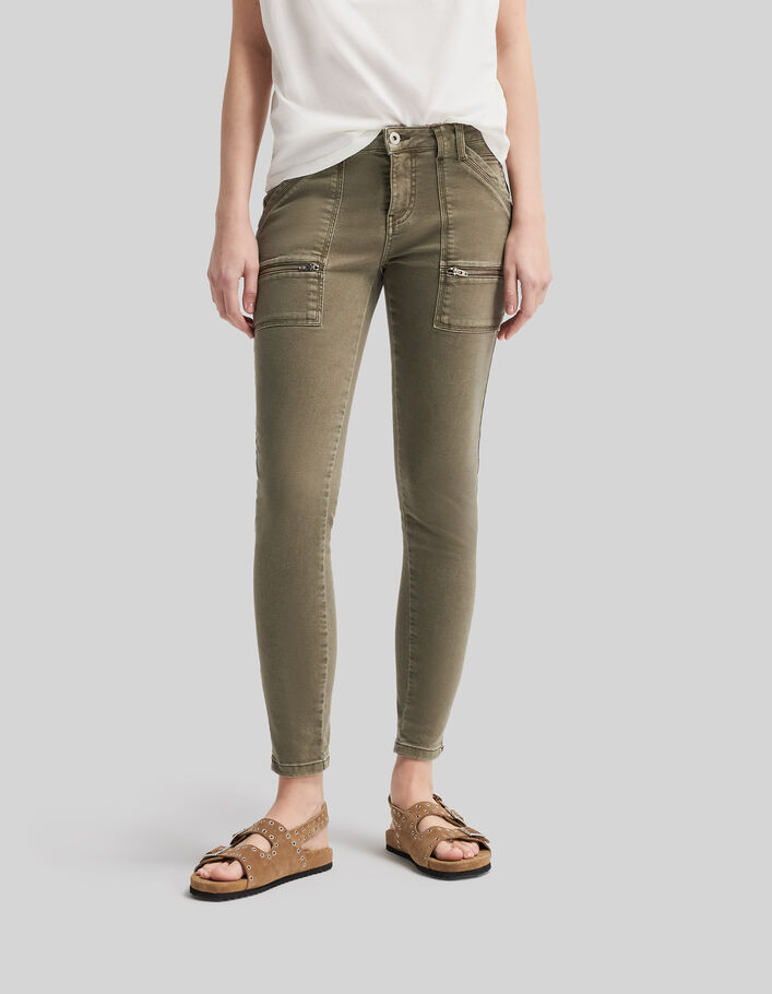 Khaki low waist Damen Slim-Jeans-2