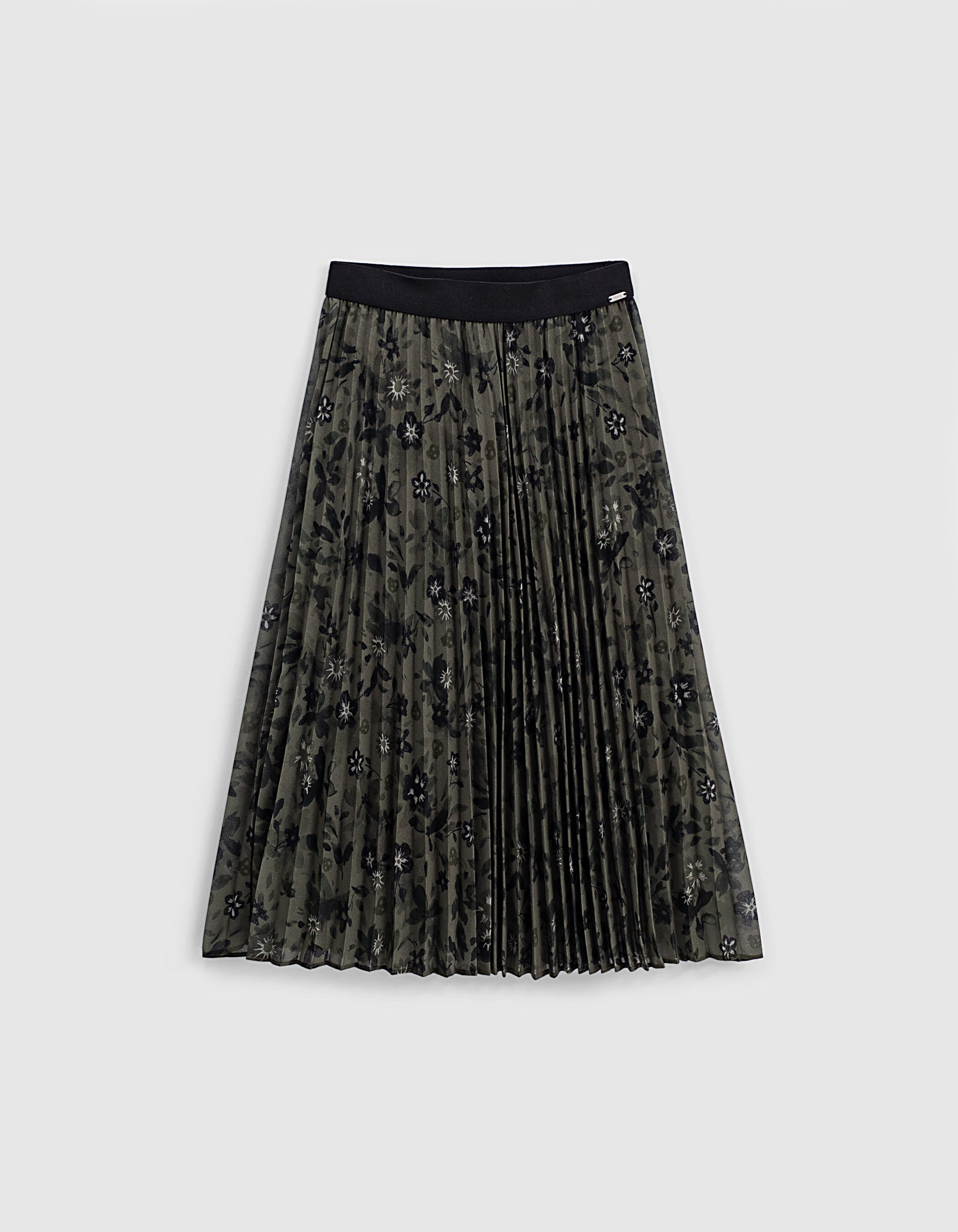 Jupe longue kaki plissee imprime camoufleurs fille IKKS