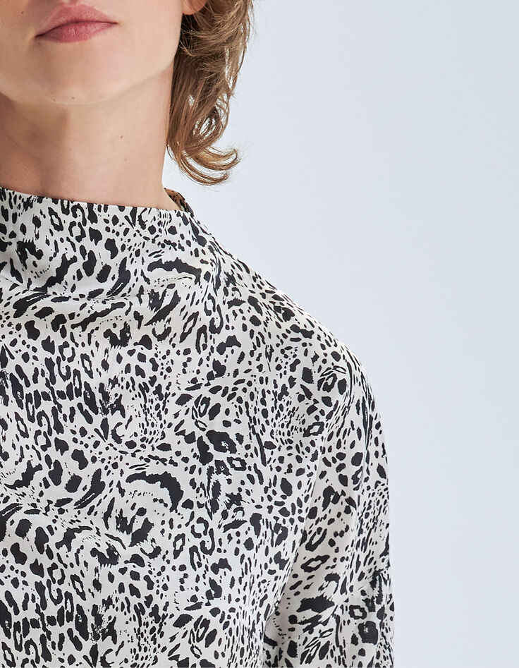 Blouse blanc cassé imprimé animalier Femme-4