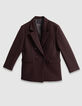 Veste oversize bordeaux boutonnage crois&eacute; Femme-6