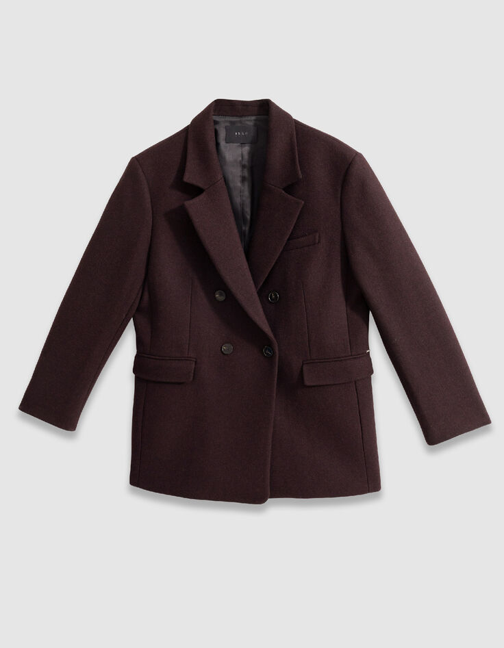 Veste oversize bordeaux boutonnage crois&eacute; Femme-6