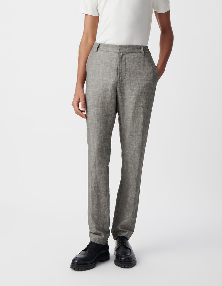 Men&rsquo;s black semi-plain chinos-2