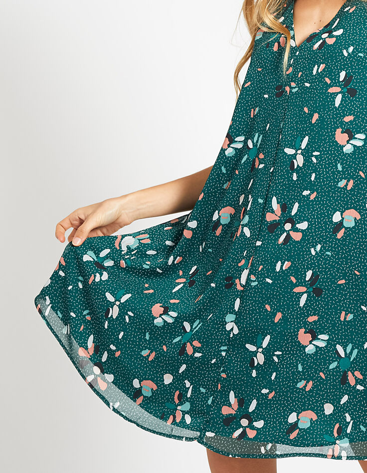 Grünes Print-Kleid mit Fleckenmuster I.Code-2