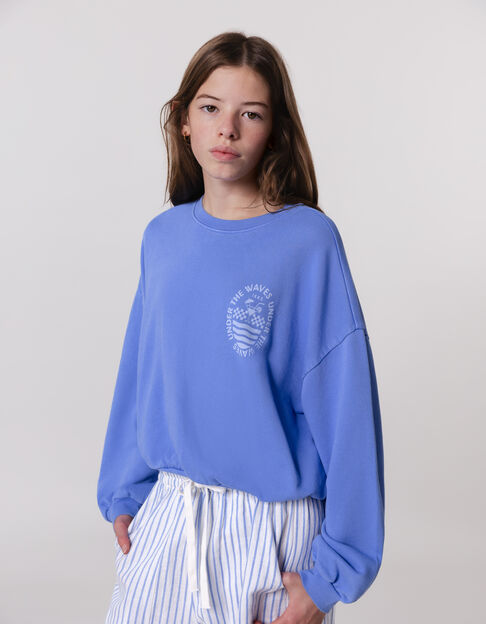 Sweat bleu maxi visuel dos fille - IKKS