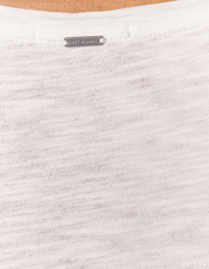 Tee-shirt blanc cassé imprimé message pailleté doré femme - IKKS