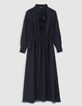 Black long dress with lavallière collar Women-6